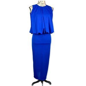 Calvin Klein opened back blue midi zipper dress